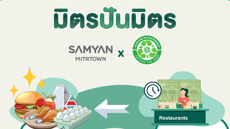 Samyan Mitrtown together with 9 partners join hands with Scholars of Sustenance Thailand (SOS) for the food donation project ‘Mitr Pan Mitr’ to support communities affected by a new wave of COVID-19